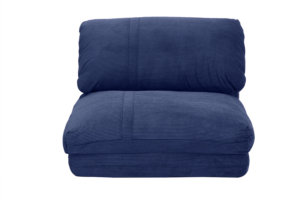 Chauffeuse 1 place convertible en tissu velours côtelé bleu foncé SPENCER
