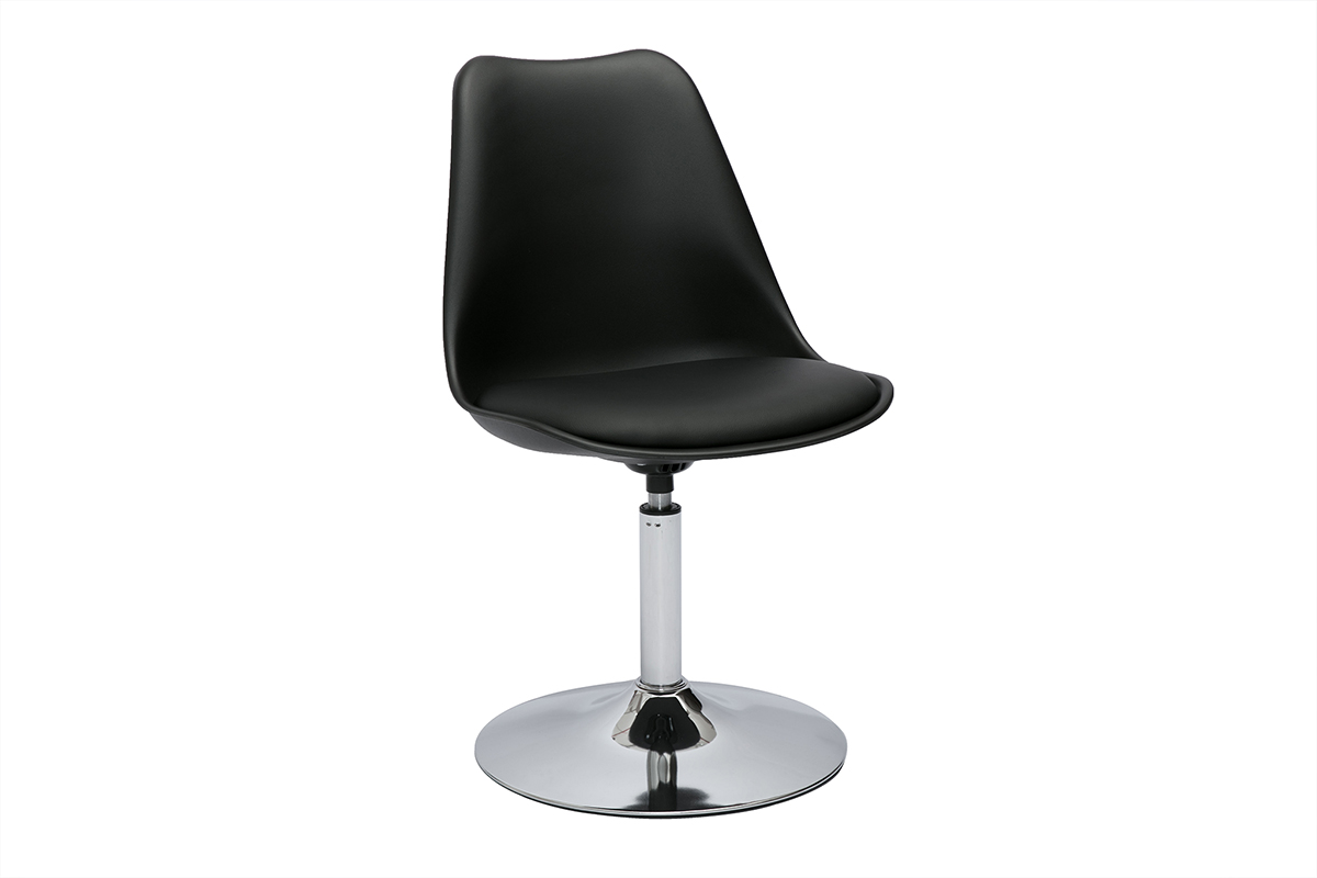 Chaise design pivotante noire et métal chromé STEEVY V2