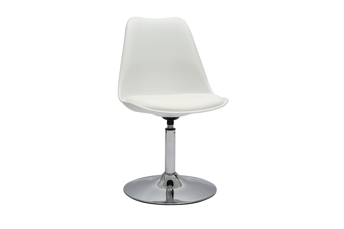 Chaise design pivotante blanche et métal chromé STEEVY V2