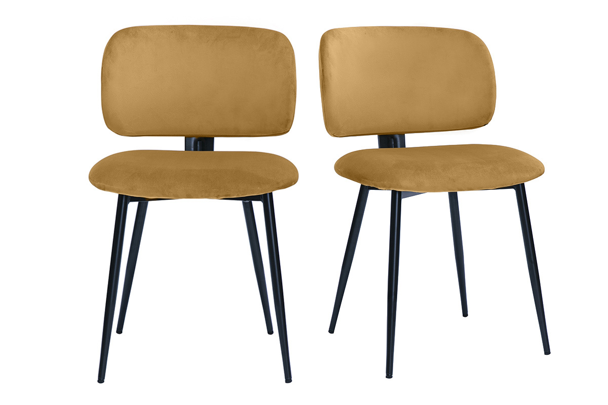 Sedie in velluto bronzo e metallo nero (set di 2) ATRIUM