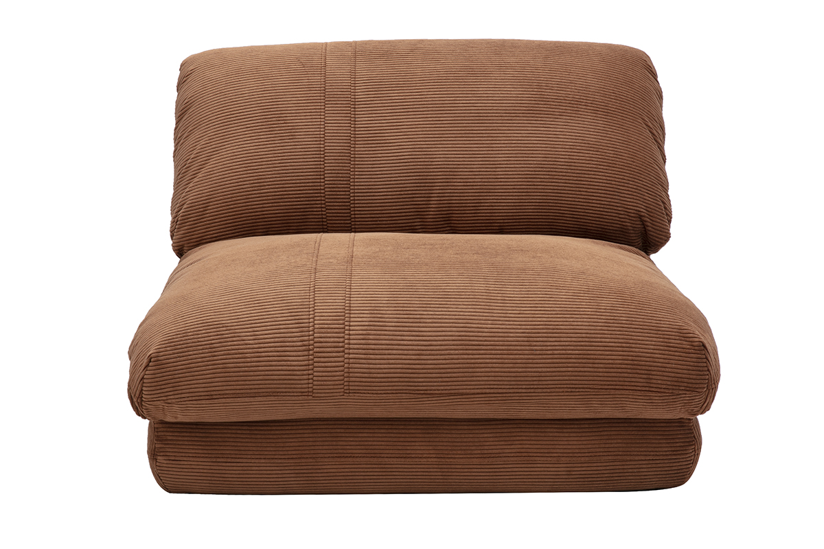 Chauffeuse 1 place convertible en tissu velours côtelé terre brûlée SPENCER