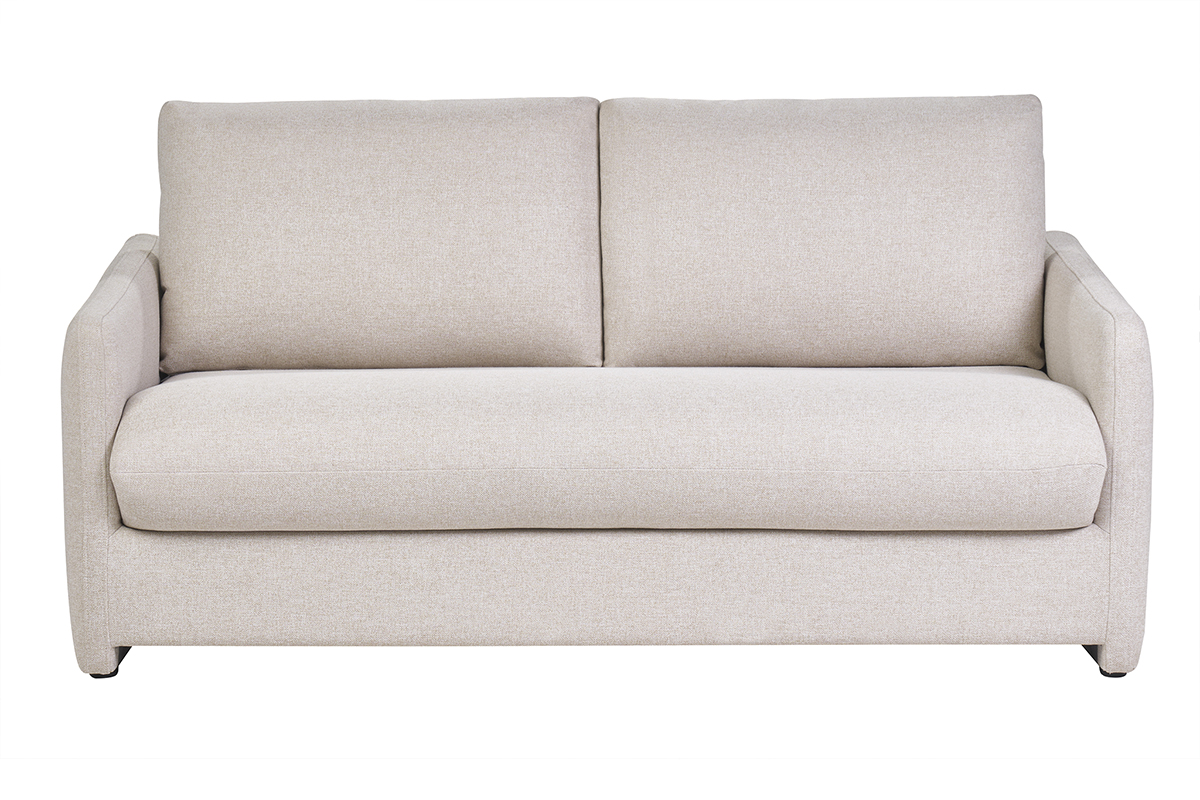 Canapé convertible 2 places en tissu beige crème PAULIN