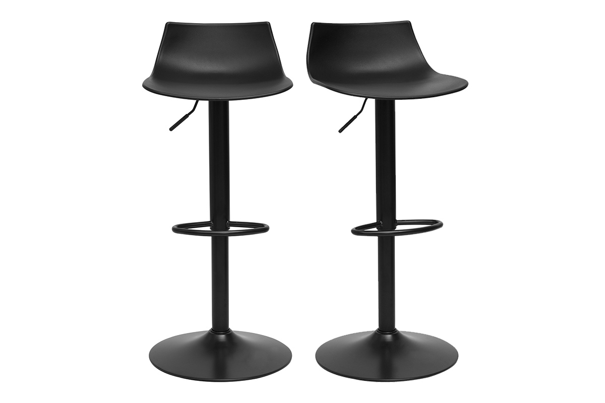 Tabourets de bar réglables design noirs (lot de 2) KELLY