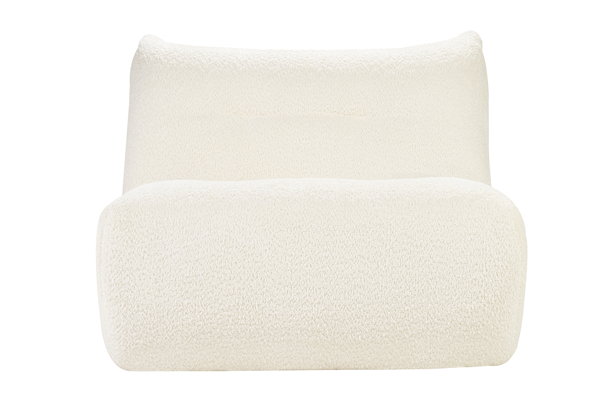 Fauteuil lounge en tissu bouclette blanc cassé BUMPY