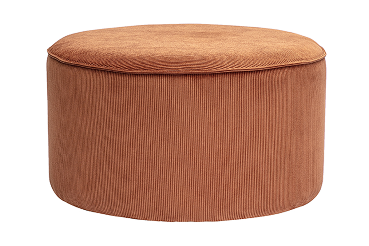 Pouf rond en velours côtelé terre brûlée D70 cm PAUL