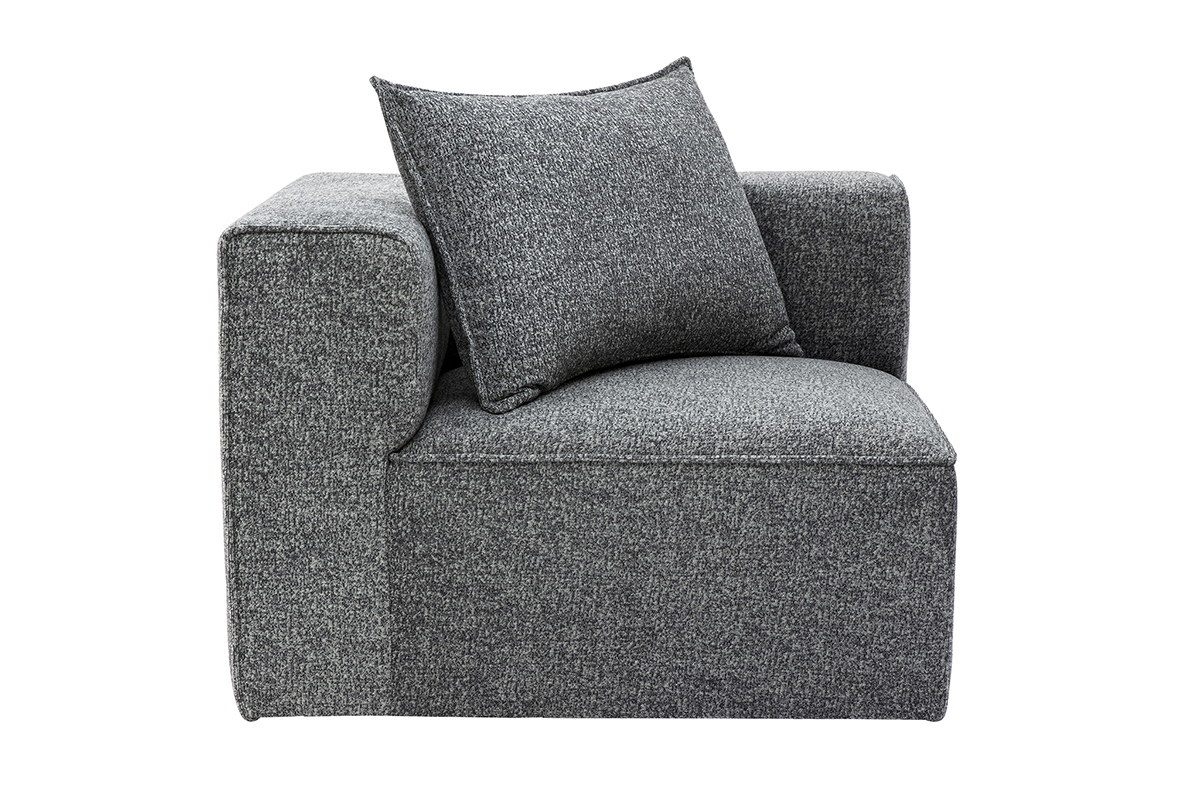 Module d'angle gauche pour canapé en tissu chiné gris foncé KERRY