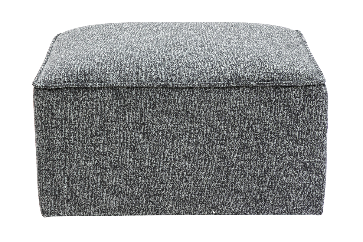 Pouf repose pieds en tissu chiné gris foncé KERRY