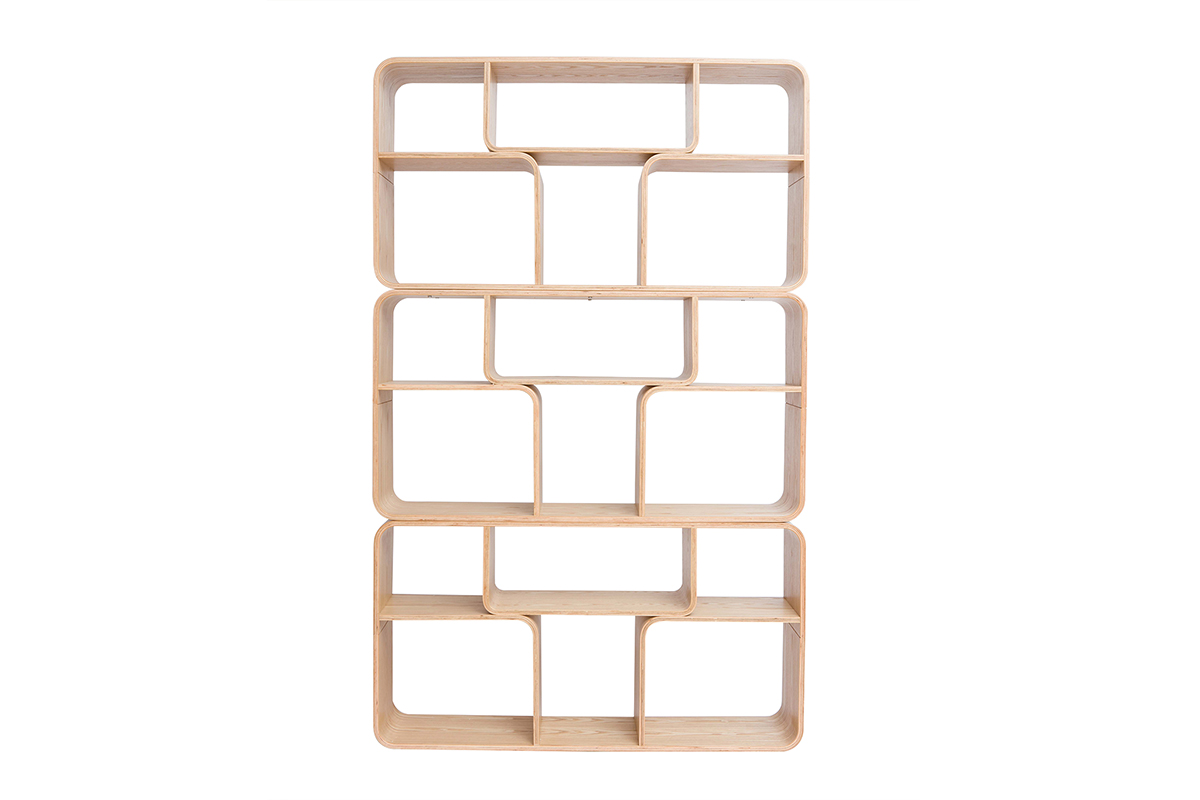 Bibliothèque ouverte multi casiers en bois clair frêne L120 cm WARHOL