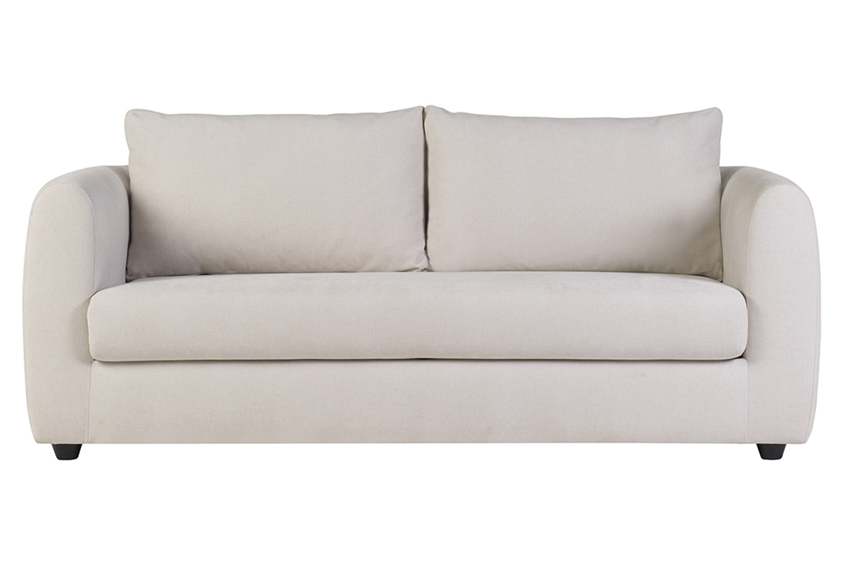 Canapé convertible 3 places en tissu effet velours beige HARLO