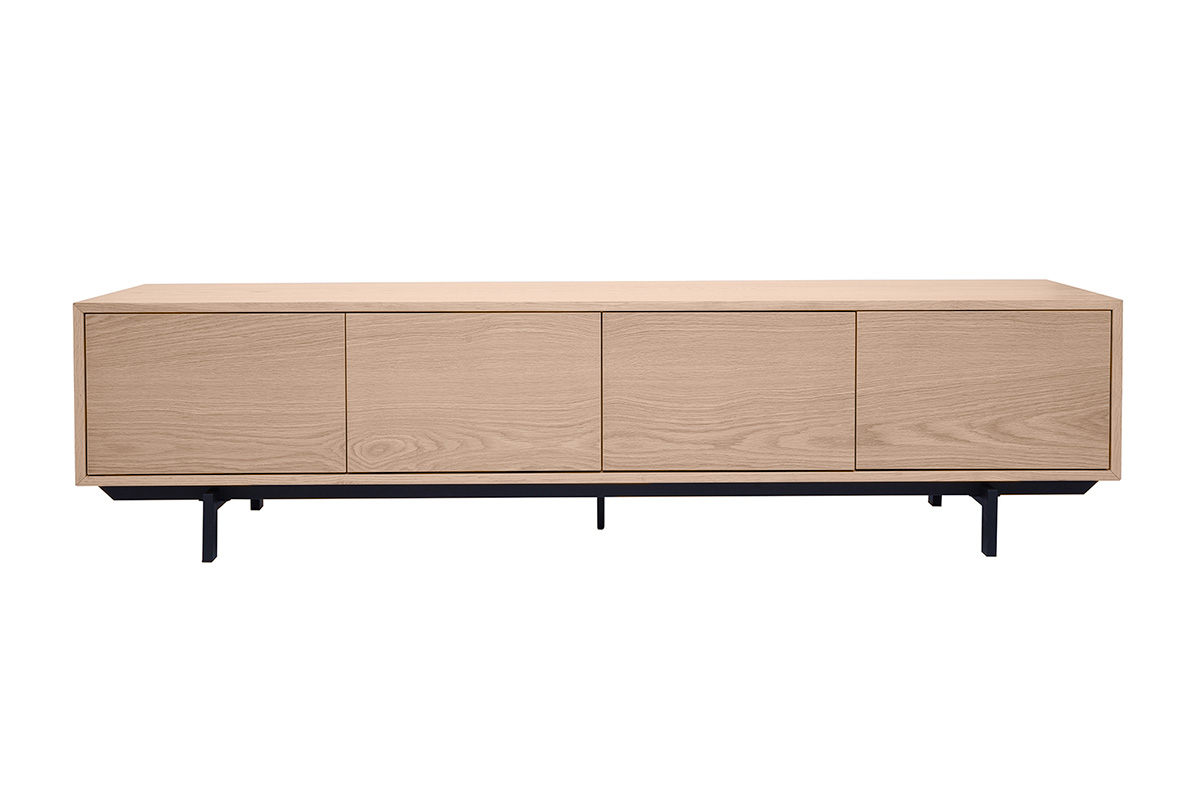 Meuble TV finition bois chêne et métal noir L200 cm MANNY
