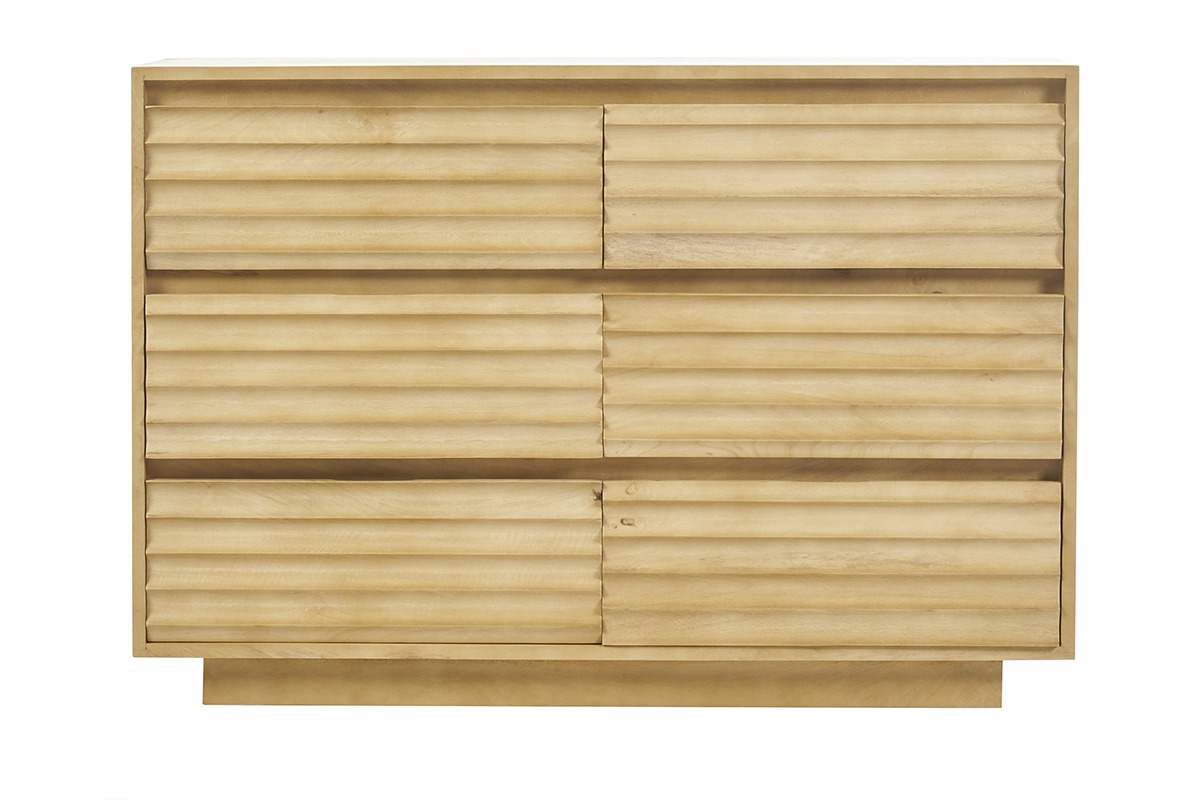 Comò in legno di mango massiccio, 6 cassetti L110 MATCHA