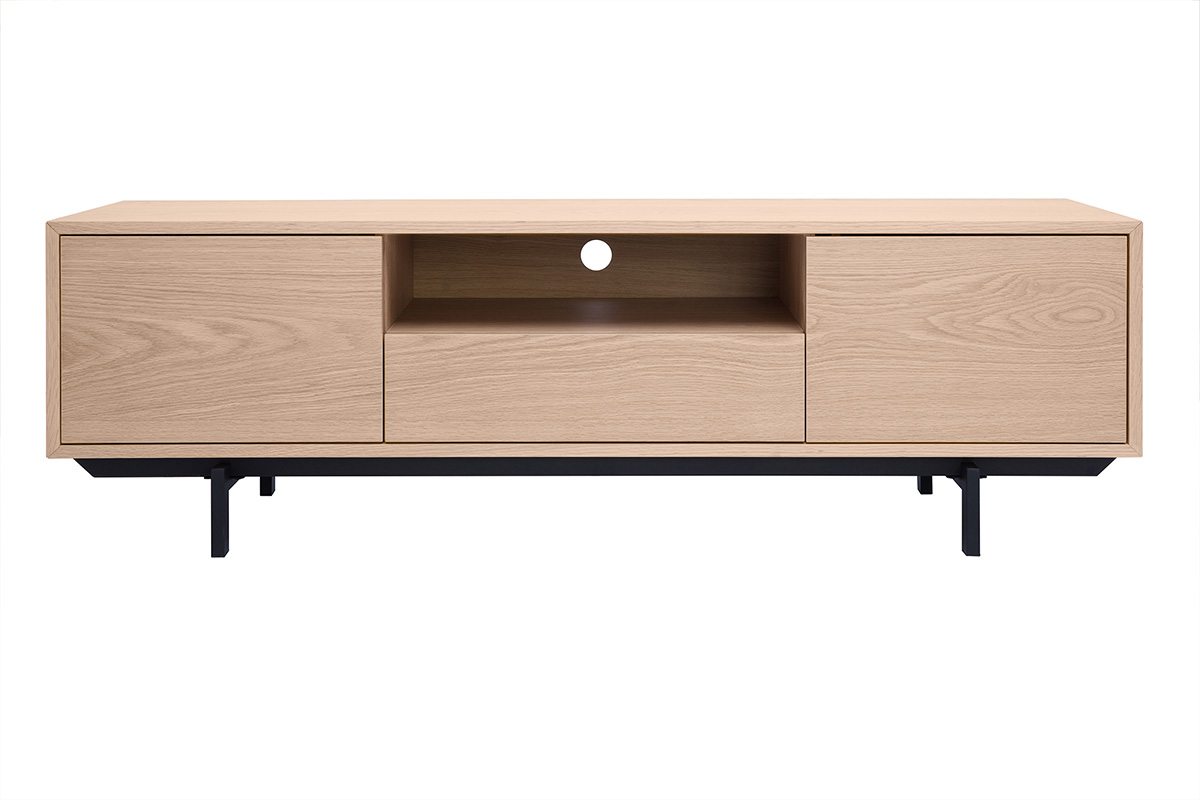 Meuble TV finition bois chêne avec niche ouverte L160 cm MANNY