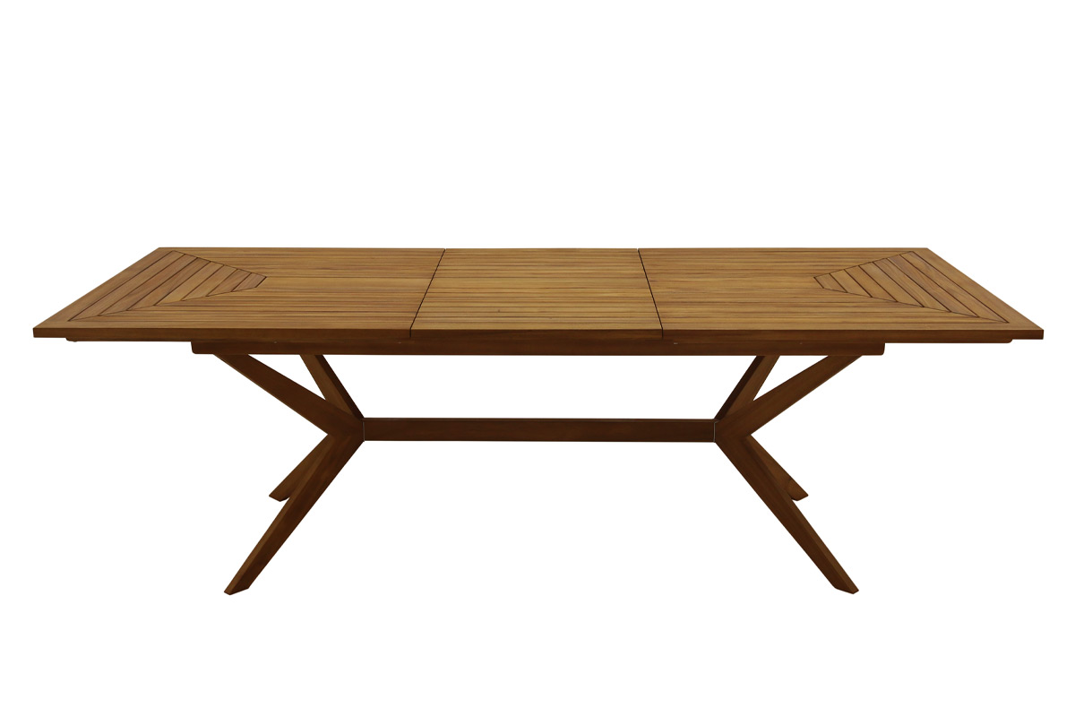 Table de jardin extensible rallonges intégrées en bois massif L180-240 cm SANTO
