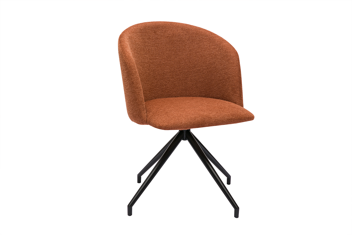 Sedia design girevole a 360° in velluto effetto tessuto terracotta e metallo nero VANITY