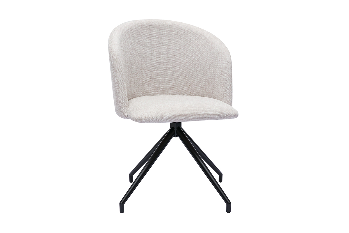 Chaise design pivotante 360° en tissu effet velours texturé beige et métal noir VANITY