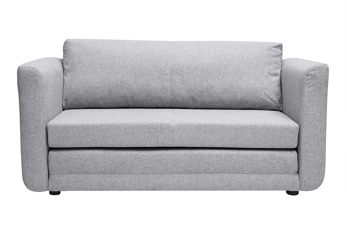 Canapé convertible 2 places en tissu gris clair LEON