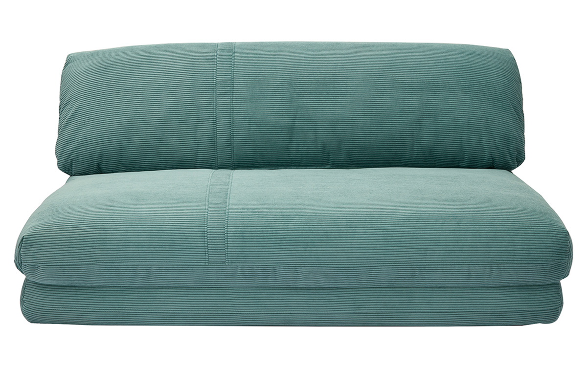 Chauffeuse convertible 2 places en tissu velours côtelé vert céladon SPENCER