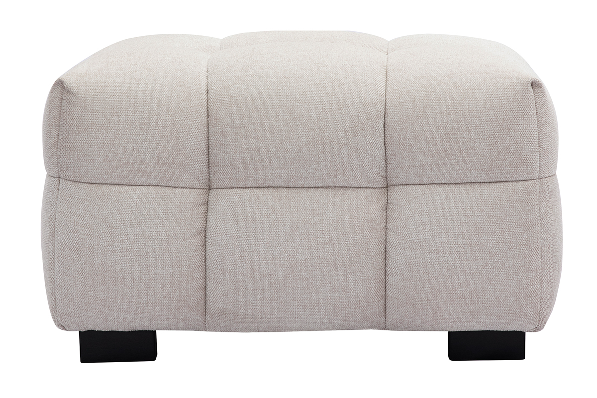 Pouf repose-pieds design en tissu effet velours texturé beige CORTO