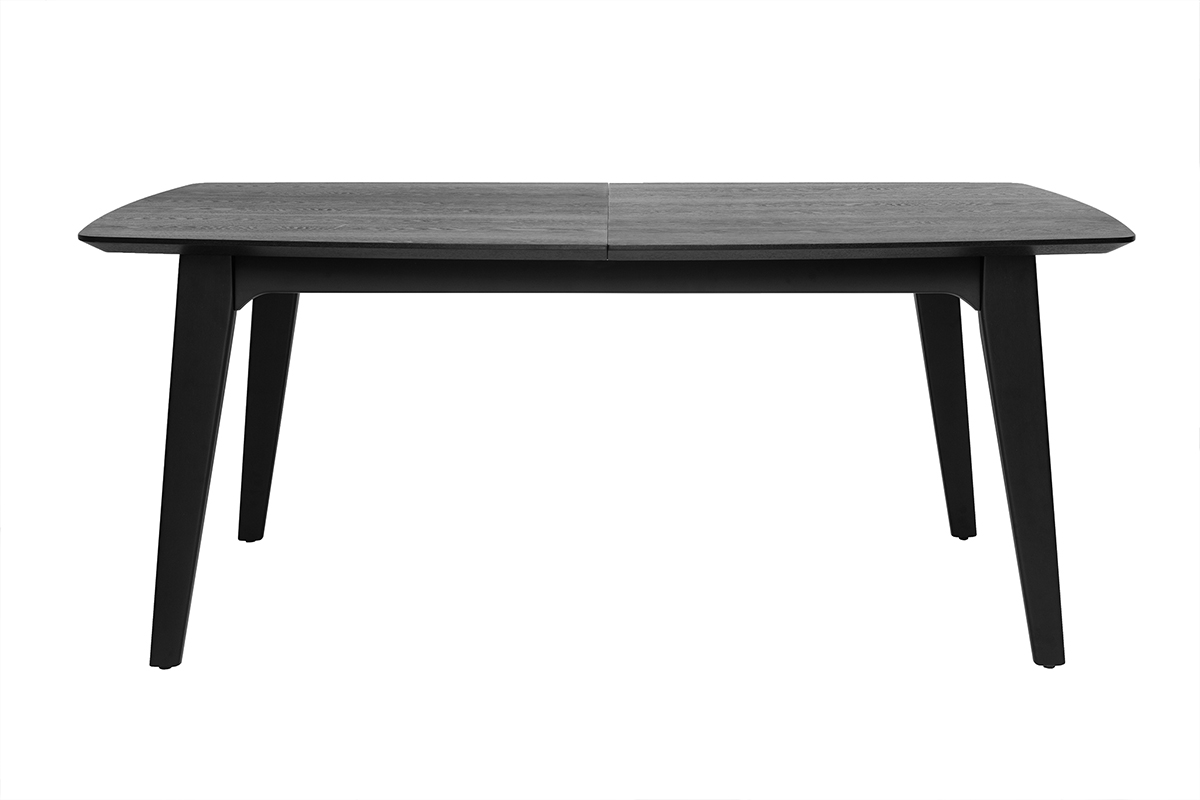 Table extensible rallonges intégrées rectangulaire en bois noir frêne L180-230 cm FIFTIES